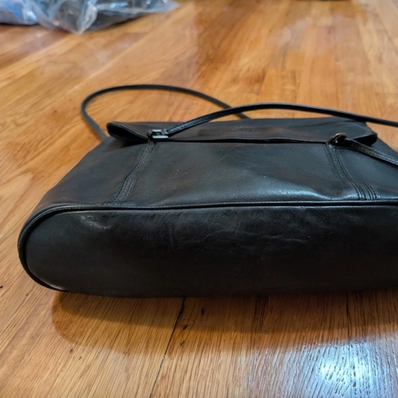 Vtg Mark Cross New York Black Leather Shoulder Bag Purse Thin Straps - Picture 13 of 14